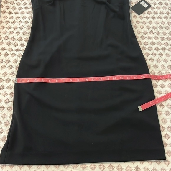 NWT DKNY Donna Karan Black Cocktail Sheath Dress Studded Fringe Shoulder Size 4 - Picture 7 of 16